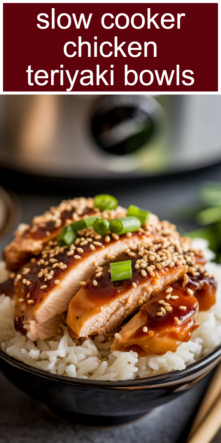 Slow Cooker Chicken Teriyaki Bowls Pinterest Pin