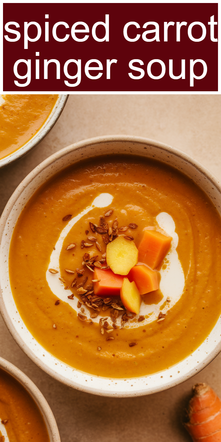 Spiced Carrot Ginger Soup Pinterest Pin