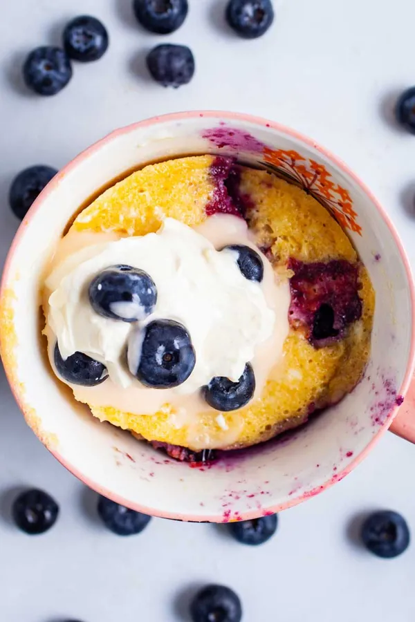 Almond Flour Mug Cake With Blueberries