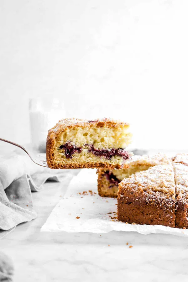 Blueberry Cream Cheese Coffee Cake with Almond Streusel