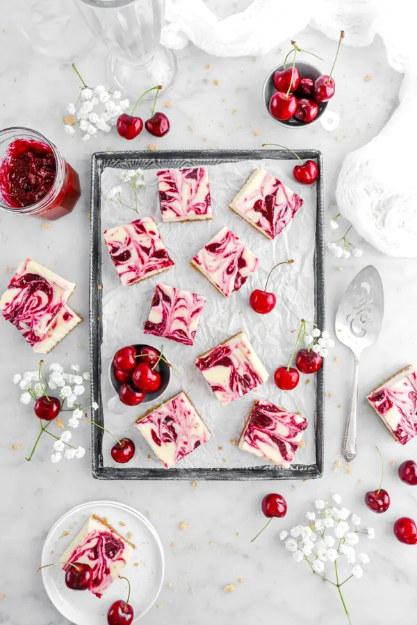 Cherry Swirled Cheesecake Bars