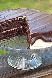 Chocolate Cake with Peanut Butter Frosting & Chocolate Peanut Butter Topping