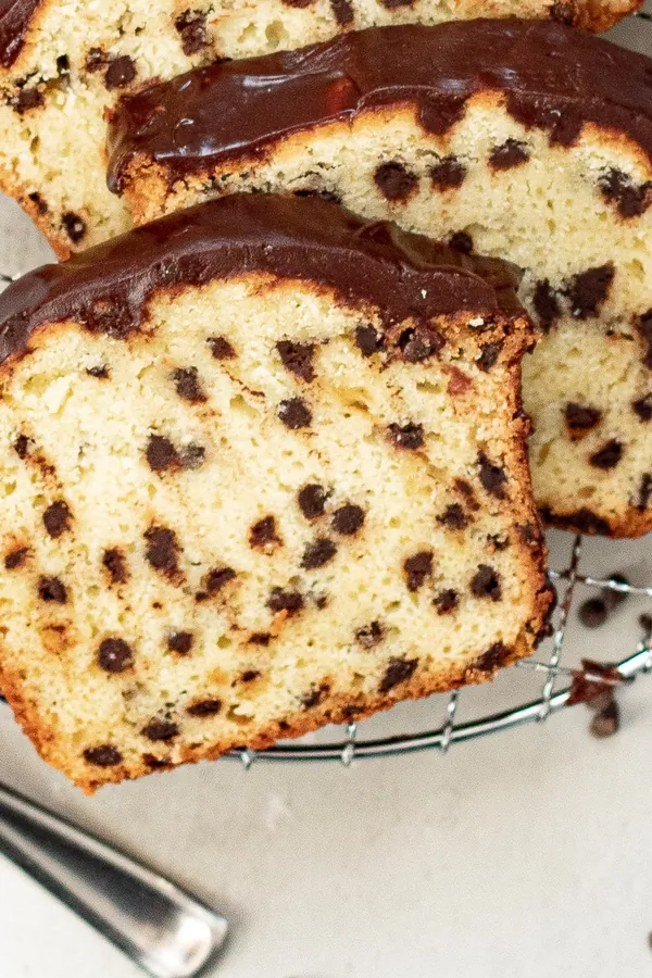 Chocolate Chip Loaf Cake - Easy with Chocolate Ganache Glaze