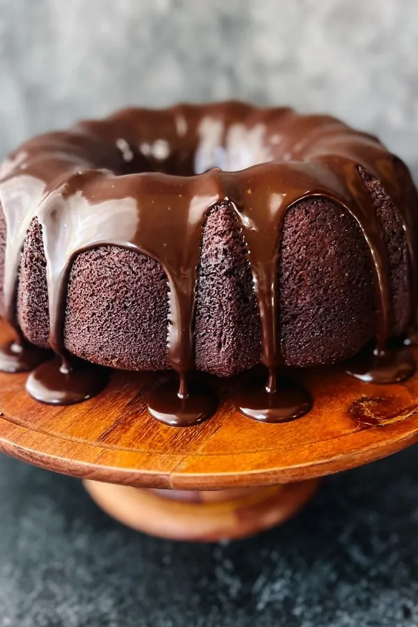 Chocolate Sour Cream Pound Cake with Chocolate Ganache