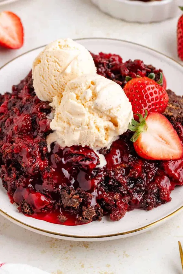 Chocolate Strawberry Dump Cake Recipe