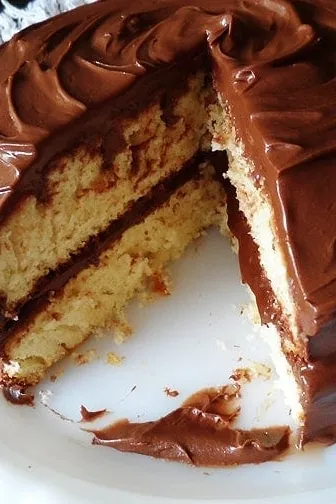 Classic Yellow Cake with Chocolate Frosting