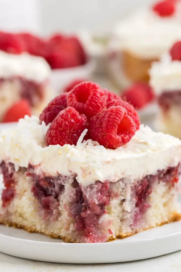 Coconut Raspberry Poke Cake