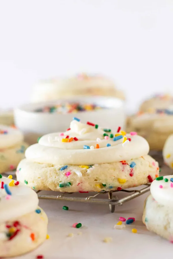 Crumbl Birthday Cake Cookie Recipe made with a Cake Mix