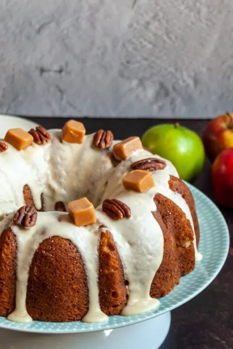 Double apple caramel bundt cake