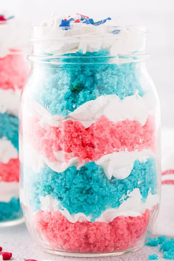Fourth of July Cake in a Jar