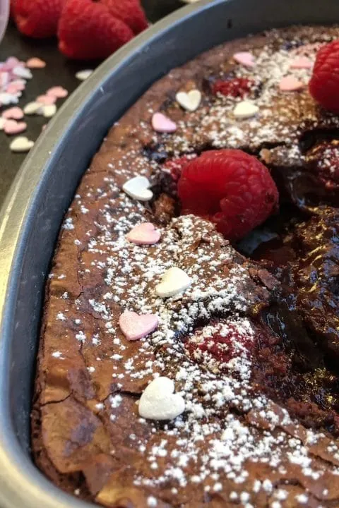 Gooey Chocolate  Brownie Raspberry Cake
