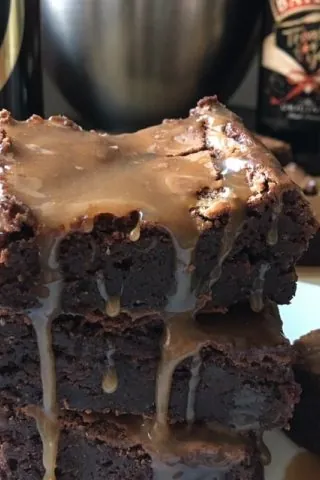 Guinness Brownies with Salted Caramel Guinness Baileys Glaze