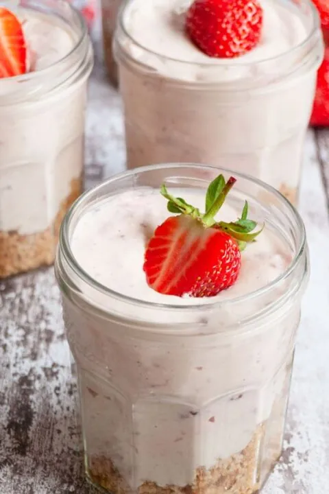 Jam Jar Strawberry Cheesecakes