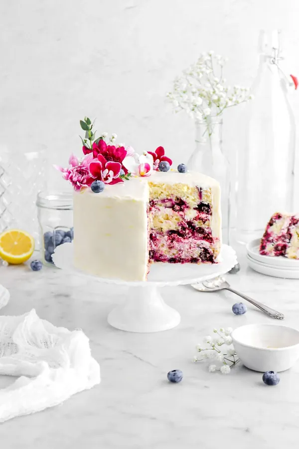 Lemon Blueberry Layer Cake with Lemon Buttercream Frosting