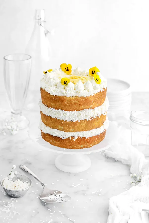 Lemon Coconut Naked Cake with Lemon Curd