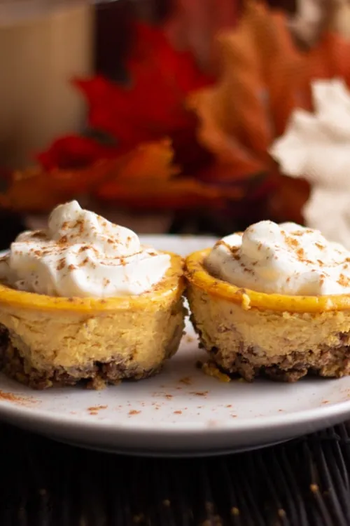 Mini Keto Pumpkin Cheesecake with Pecan Crust
