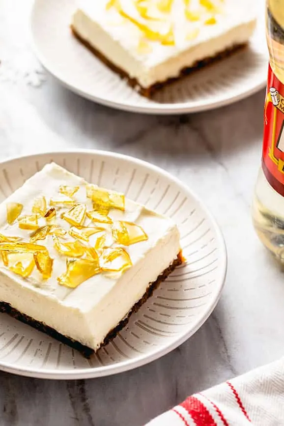 No-Bake Cheesecake Bars with Cracked Sugar Topping