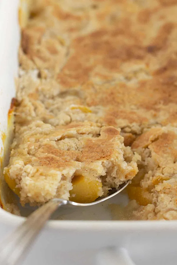 Peach Cobbler with Canned Peaches and Cake Mix