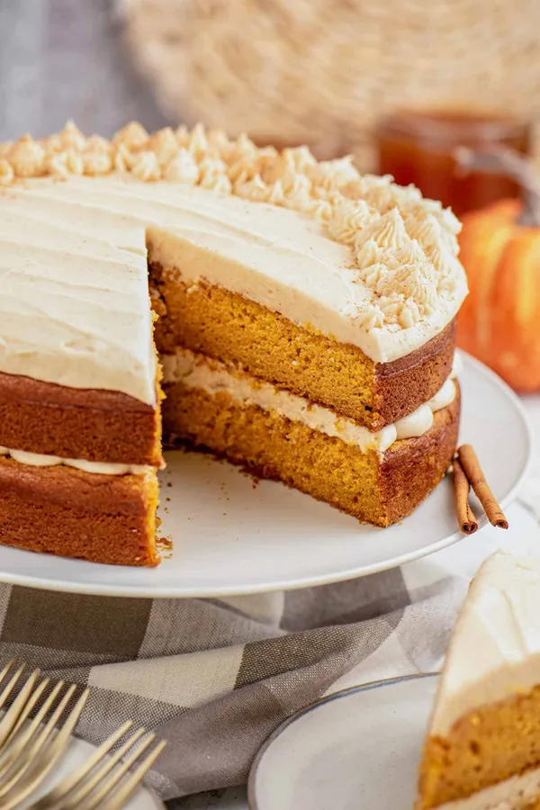 Pumpkin Layer Cake with Cinnamon Cream Cheese Frosting