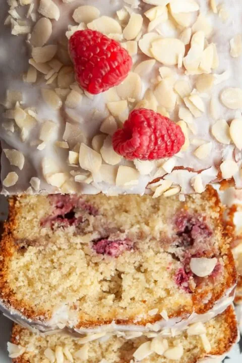 Raspberry Bakewell Loaf Cake