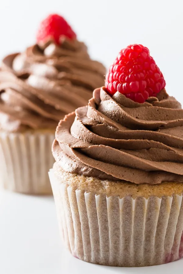 Raspberry Cupcakes with Chocolate Whipped Cream