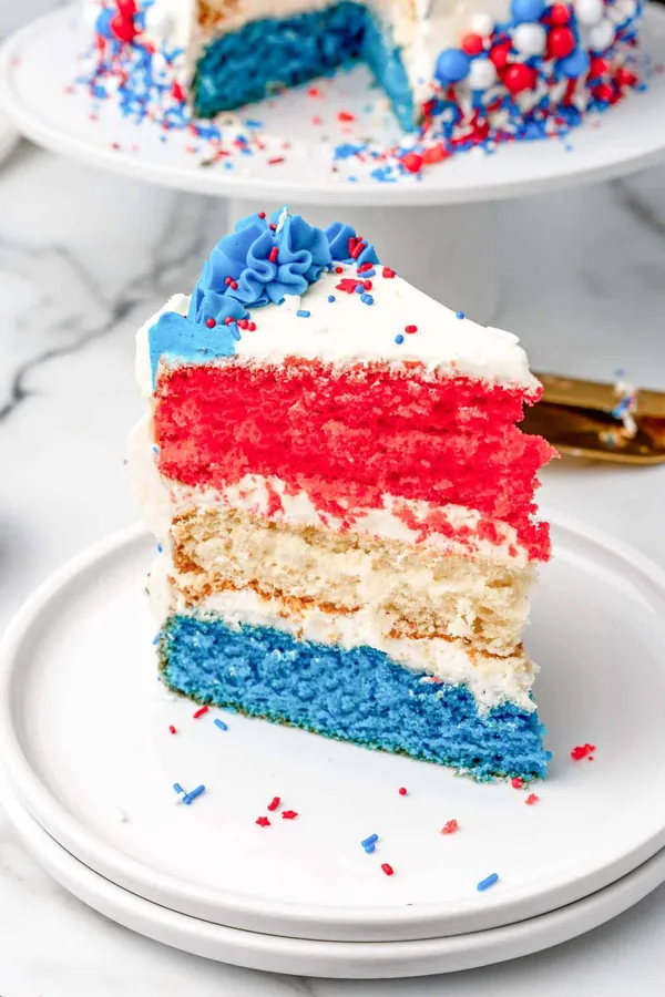 Red, White, and Blue Fourth of July Cake