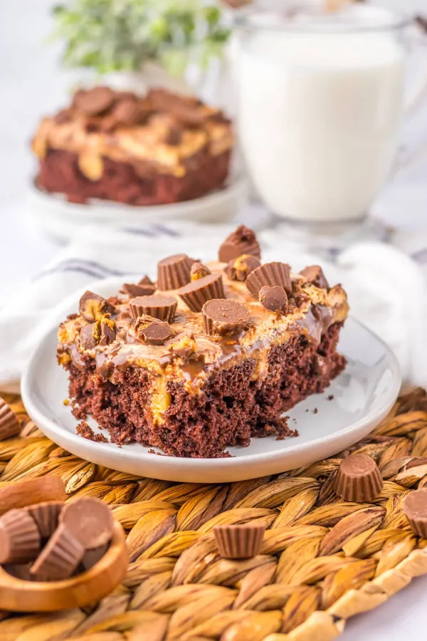 Reese's Peanut Butter Chocolate Poke Cake