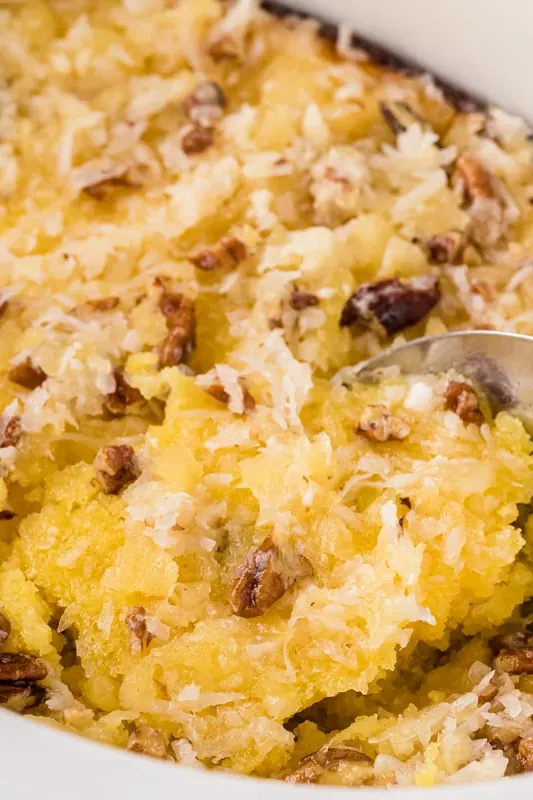Slow Cooker Pineapple Coconut Spoon Cake
