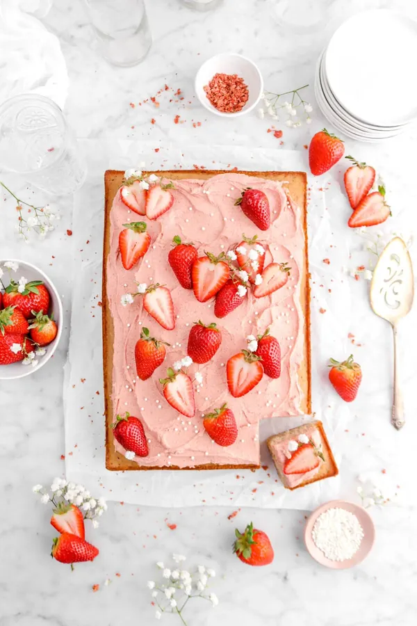 Strawberry Sheet Cake with Strawberry Frosting