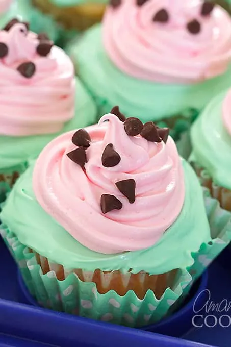 Watermelon Poke Cupcakes