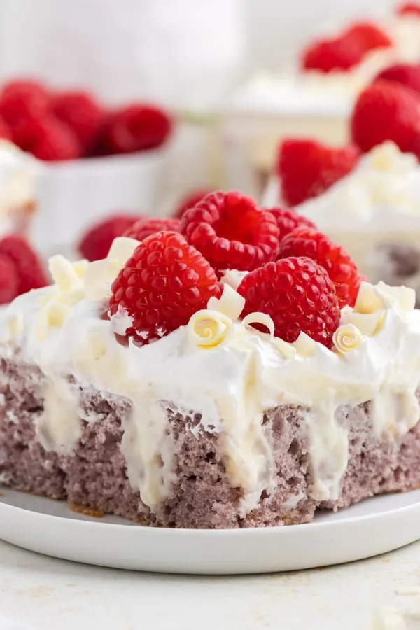 White Chocolate Raspberry Poke Cake