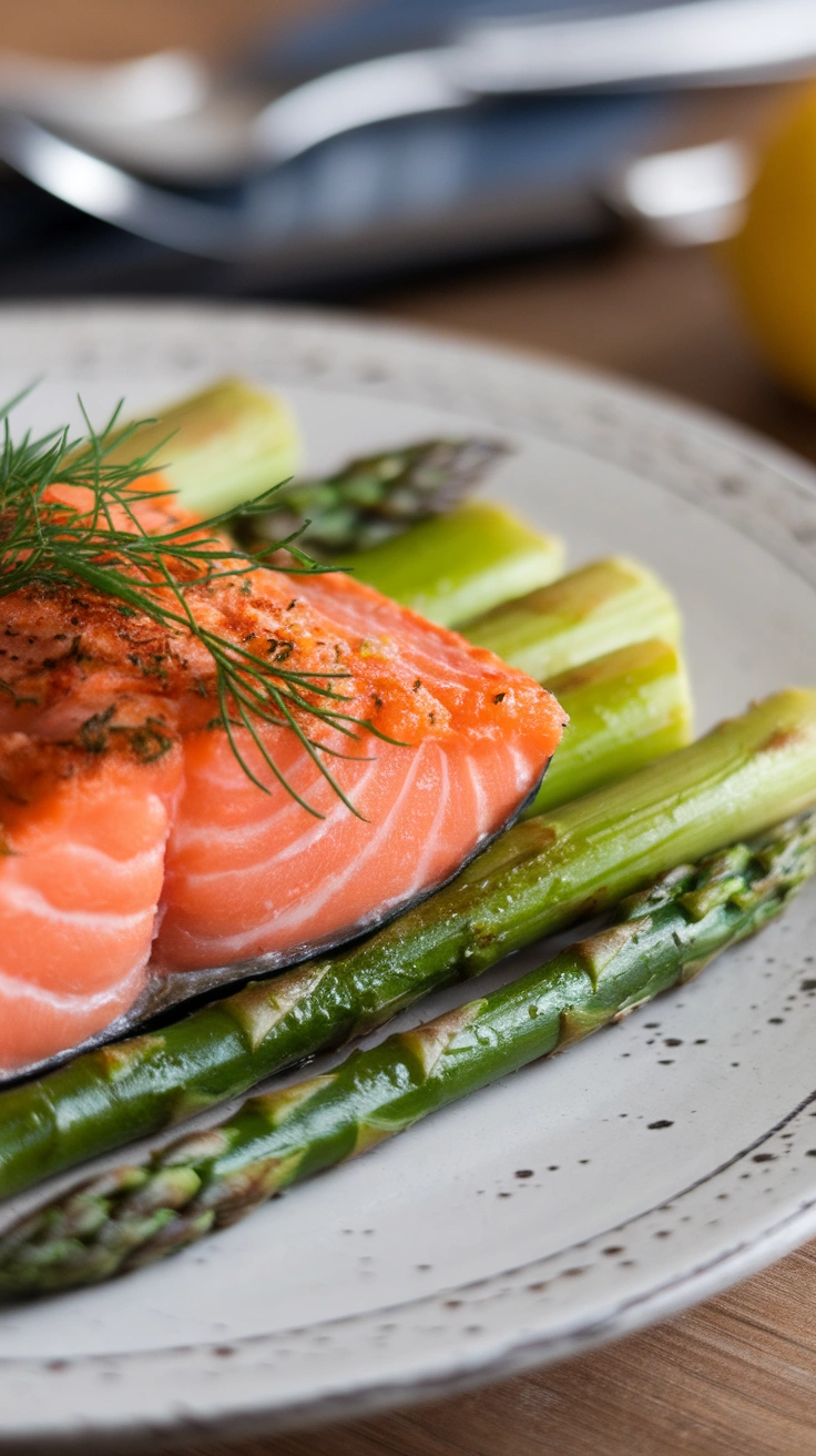 Baked Salmon with Asparagus and Dill