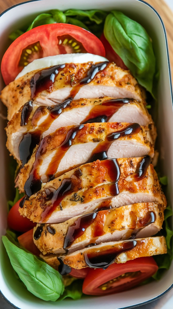 Balsamic Glazed Caprese Chicken Bento