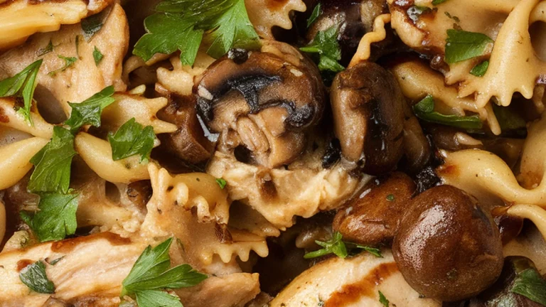 Balsamic Glazed Chicken and Mushroom Bowties - Featured