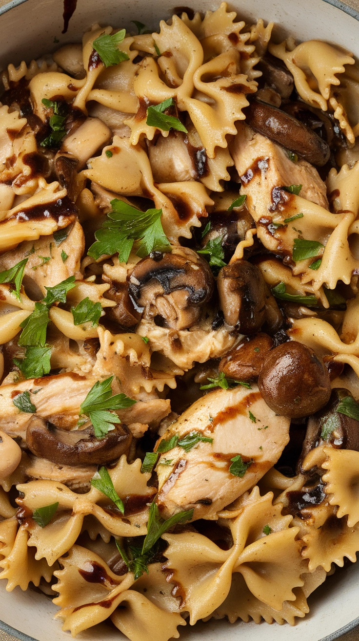 Balsamic Glazed Chicken and Mushroom Bowties