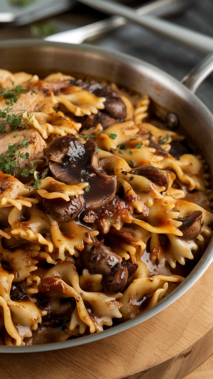 Balsamic Mushroom and Chicken Farfalle