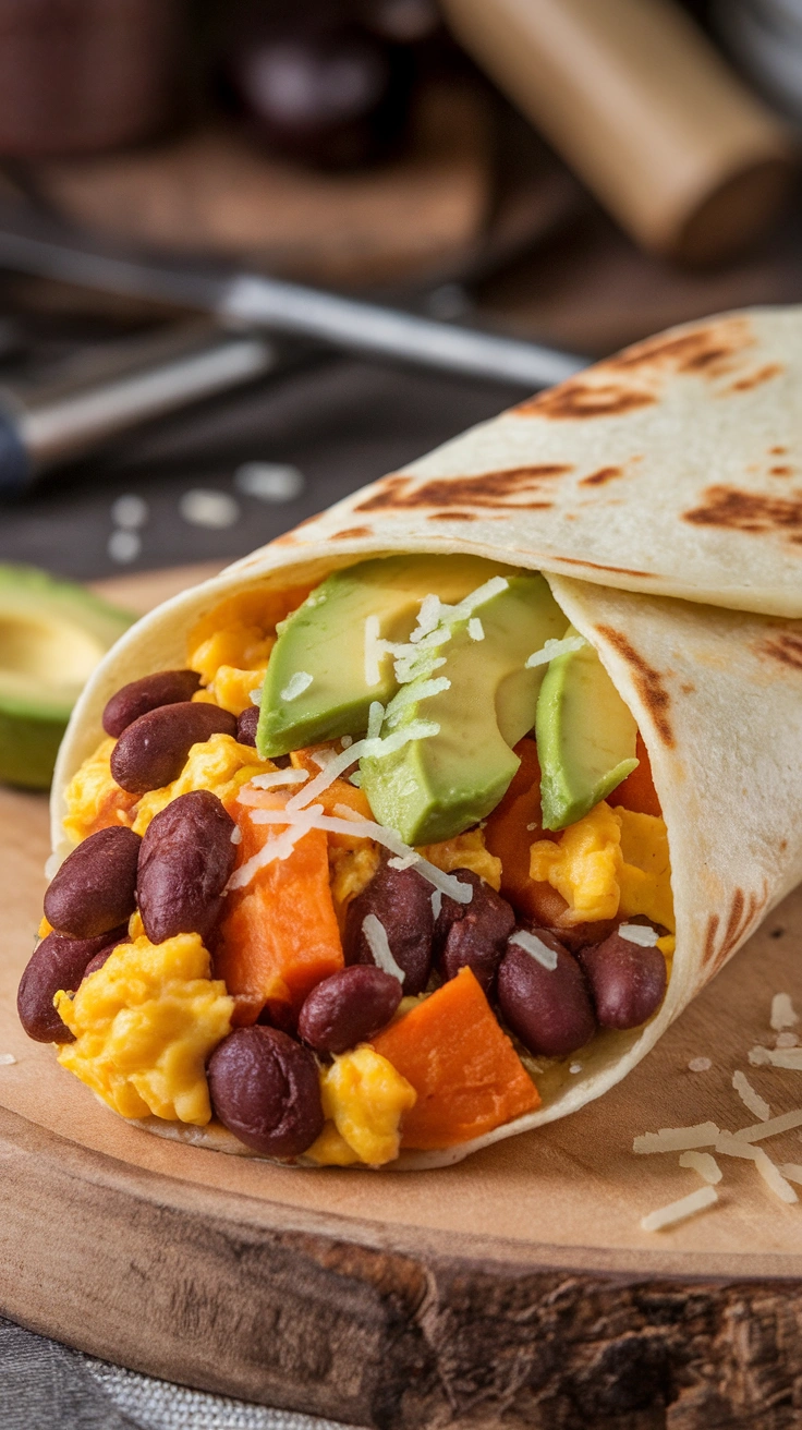 Bean and Sweet Potato Breakfast Burrito