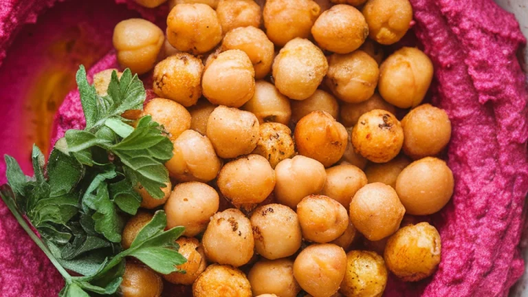 Beet Hummus & Roasted Chickpea Bowl - Featured