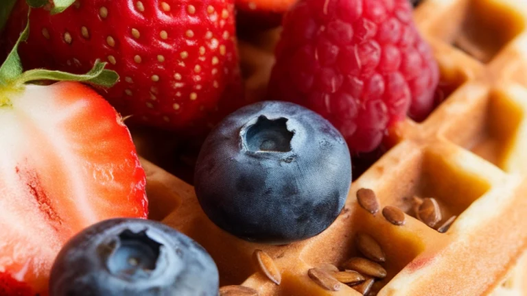 Berry Flaxseed Waffles - Featured