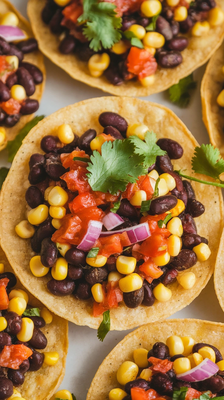 Black Bean and Corn Salsa Tostadas