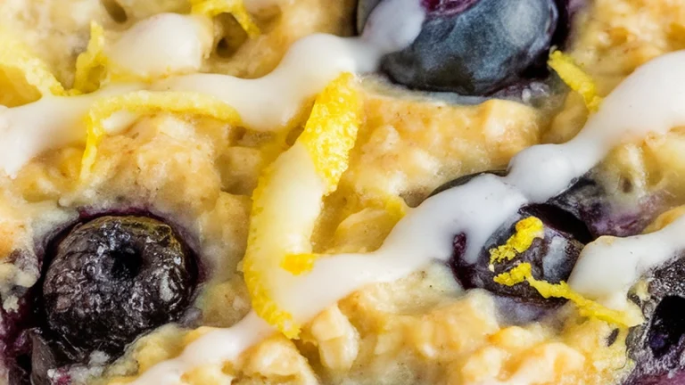 Blueberry Lemon Baked Oatmeal Bars - Featured