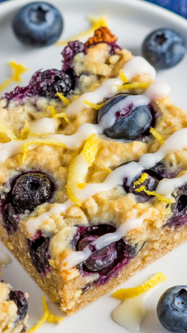 Blueberry Lemon Baked Oatmeal Bars