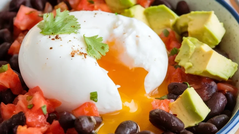Breakfast Black Bean & Poached Egg Bowl - Featured