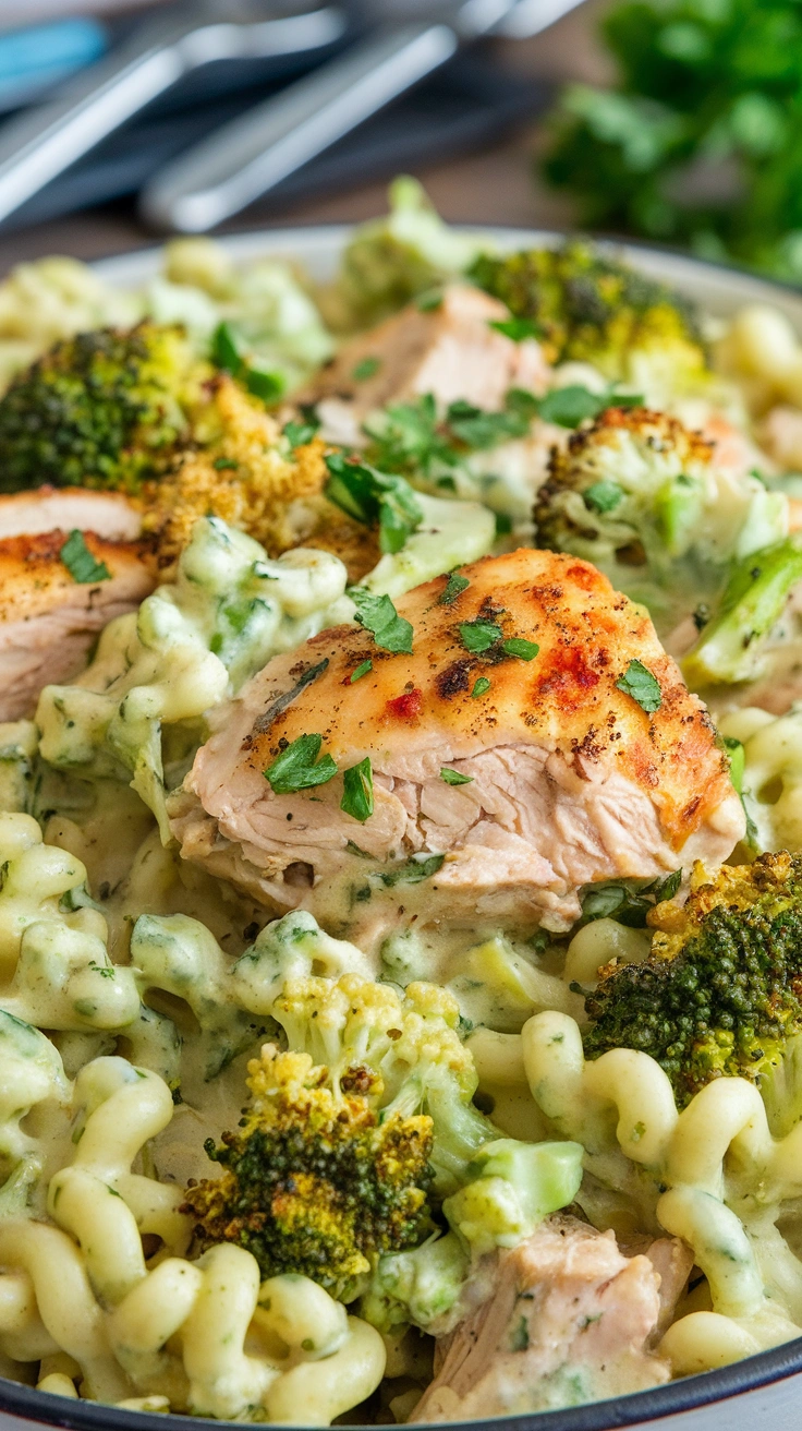 Broccoli and Cauliflower Sauce Chicken Mac