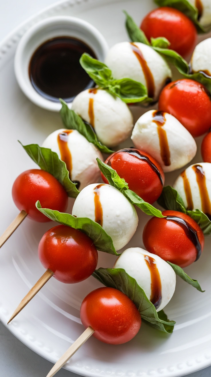 Caprese Skewers with Balsamic Reduction