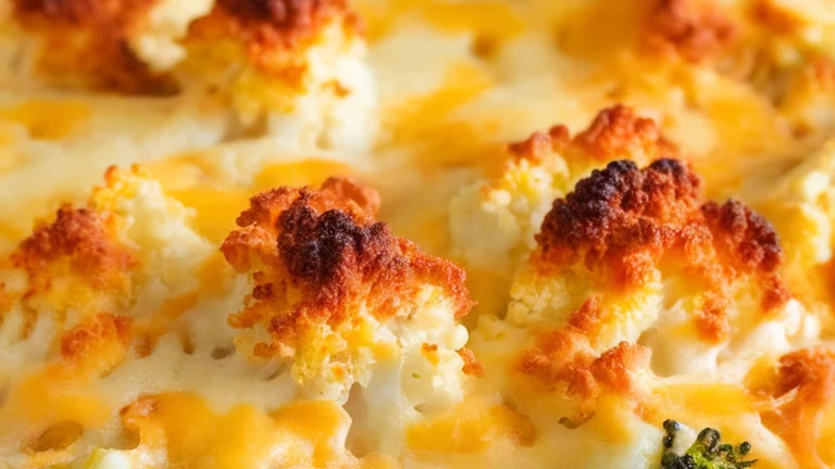 Cheesy Broccoli and Cauliflower Casserole - Featured