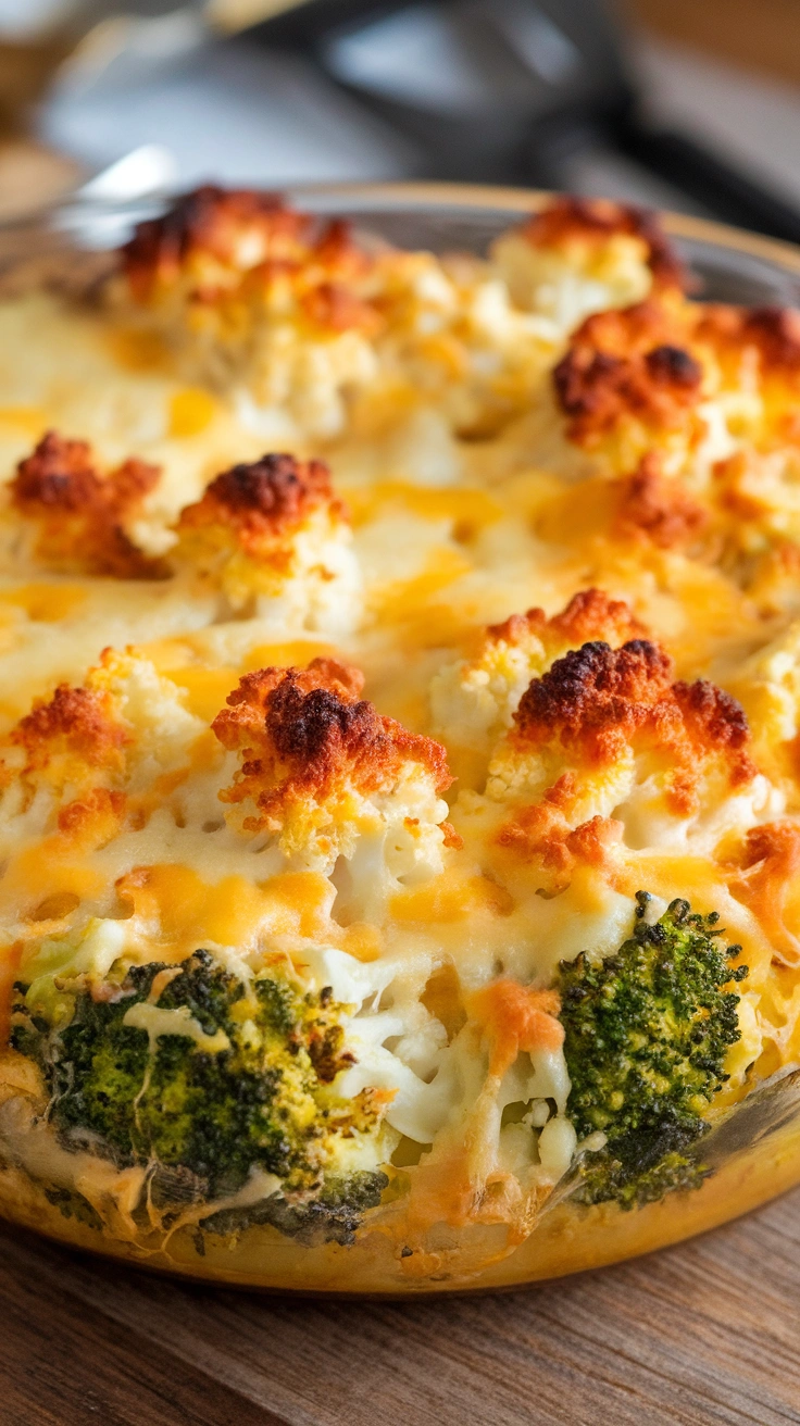 Cheesy Broccoli and Cauliflower Casserole