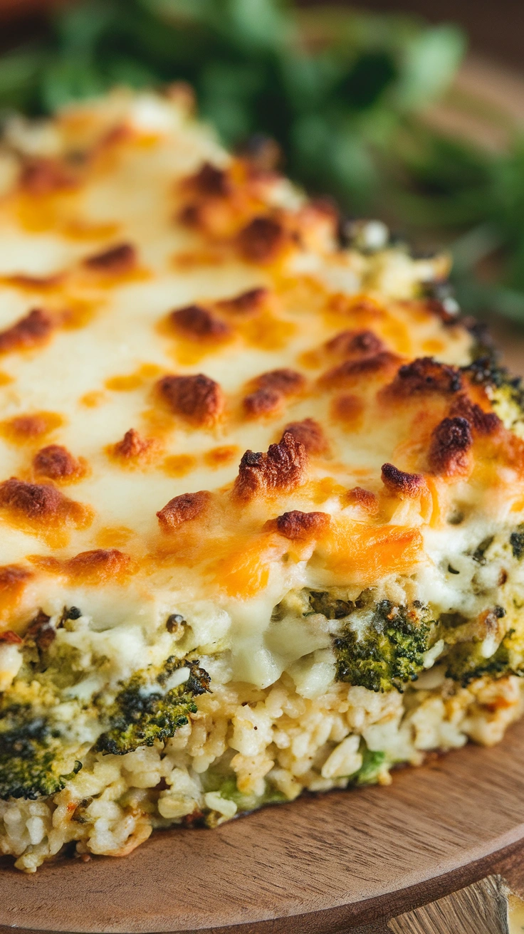 Cheesy Broccoli and Cauliflower Rice Casserole