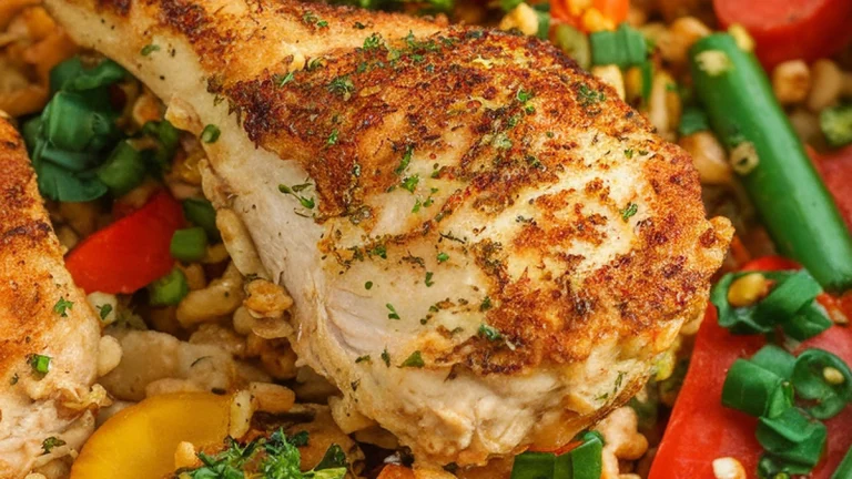 Chicken and Veggie "Fried" Cauliflower Rice - Featured