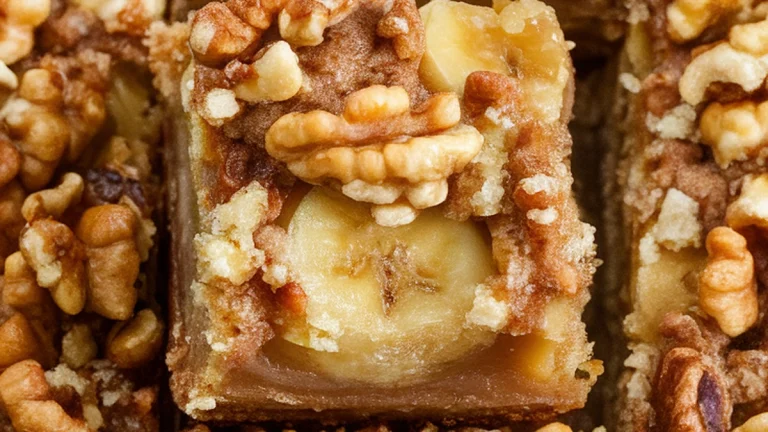 Chunky Banana Walnut Bars - Featured